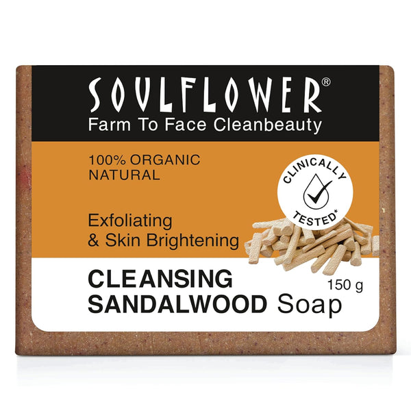 SoulFlower - Sandalwood Soap Proven to Lighten & Brighten Skin 150g
