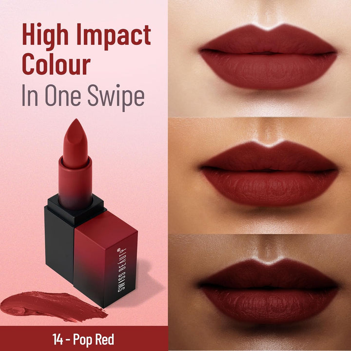 Swiss Beauty - HD Matte Lipstick Pop Red Shade No. 14
