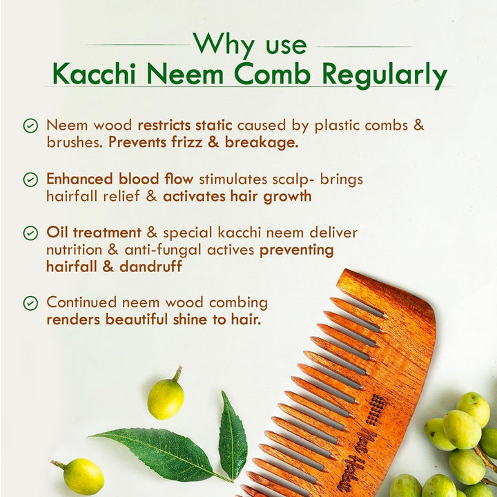 Nat Habit - Oil Treated Kacchi Neem Wide Tooth Bounce Comb