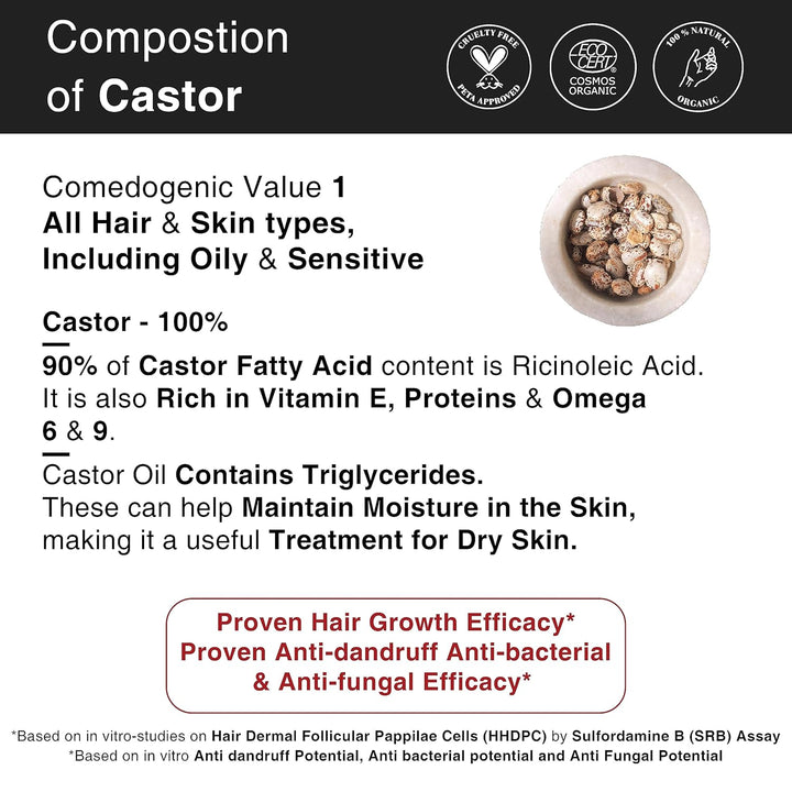 SoulFlower - Certified Organic Castor Oil/Arandi Oil Clinically proven for Hair Growth 225ml