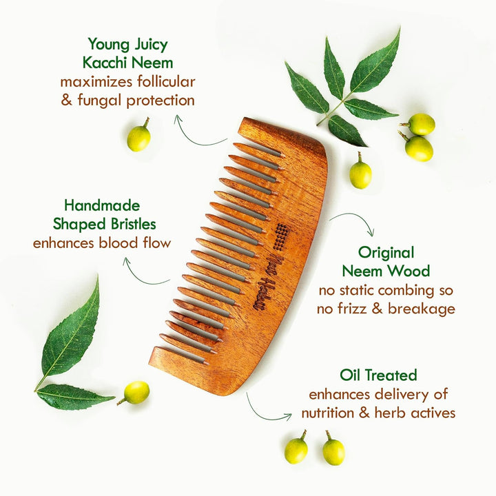 Nat Habit - Oil Treated Kacchi Neem Wide Tooth Bounce Comb