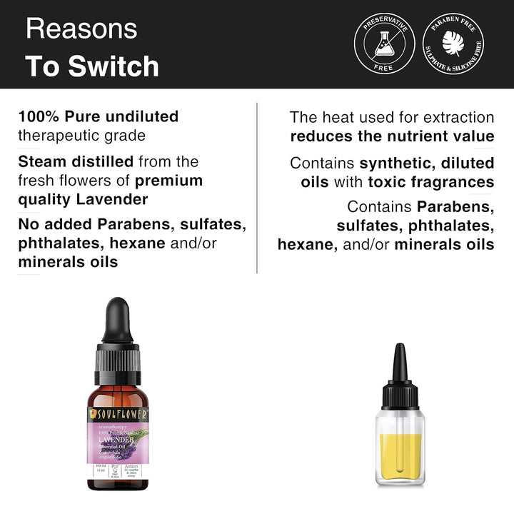 SoulFlower - Lavender Essential Oil for Good Sleep 30ml - Hair Volume, Clear Skin
