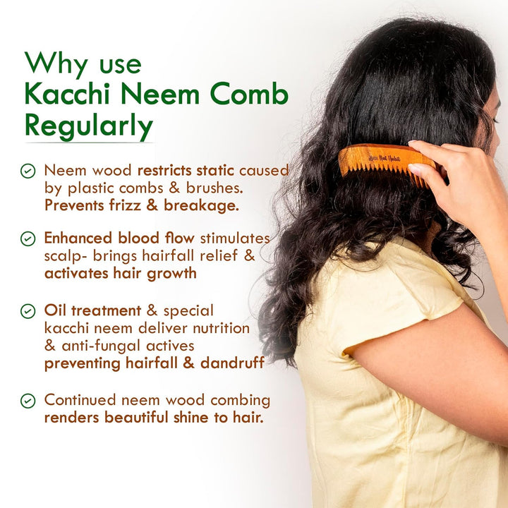 Nat Habit - Oil Treated Kacchi Neem Wide Tooth Bounce Comb