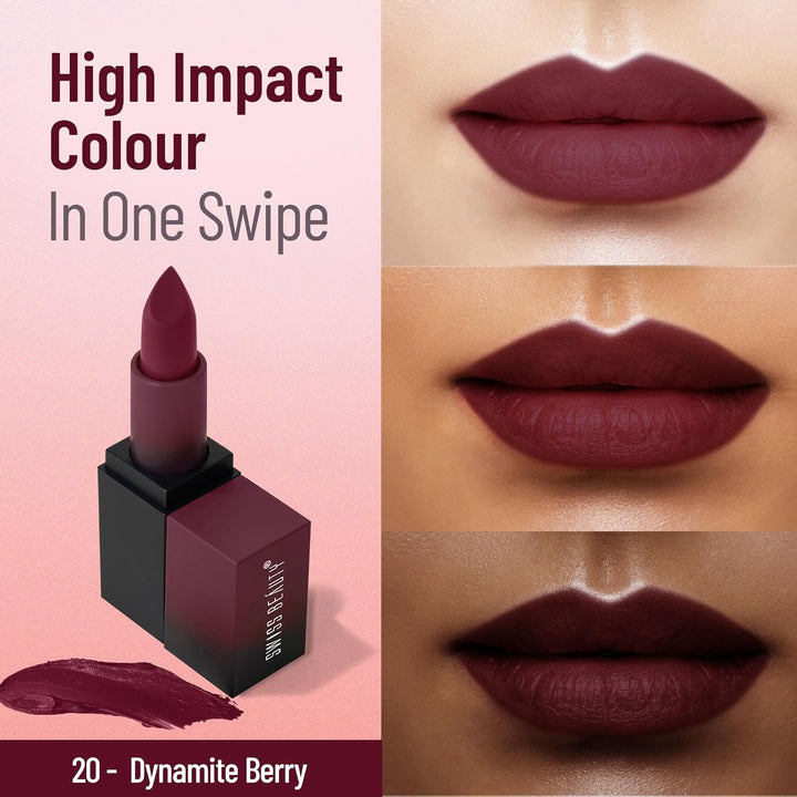 Swiss Beauty - HD Matte Lipstick Dynamite Berry Shade No. 20
