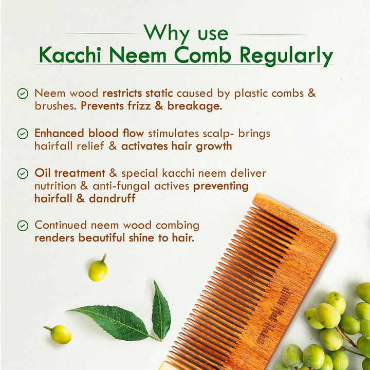 Nat Habit - Oil Treated Kacchi Neem Styling Small & Shampoo Small Comb Combo