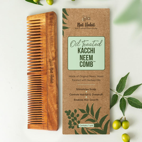 Nat Habit - Oil Treated Kacchi Neem Dual Tooth Multi-Action Comb