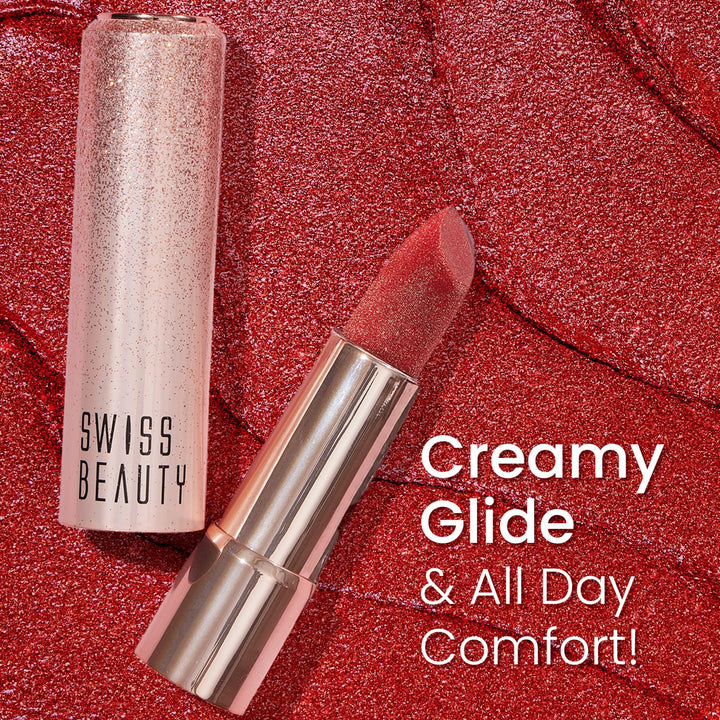 Swiss Beauty - More Than Glitter Lipstick Shade No. 05 Shine Mauve