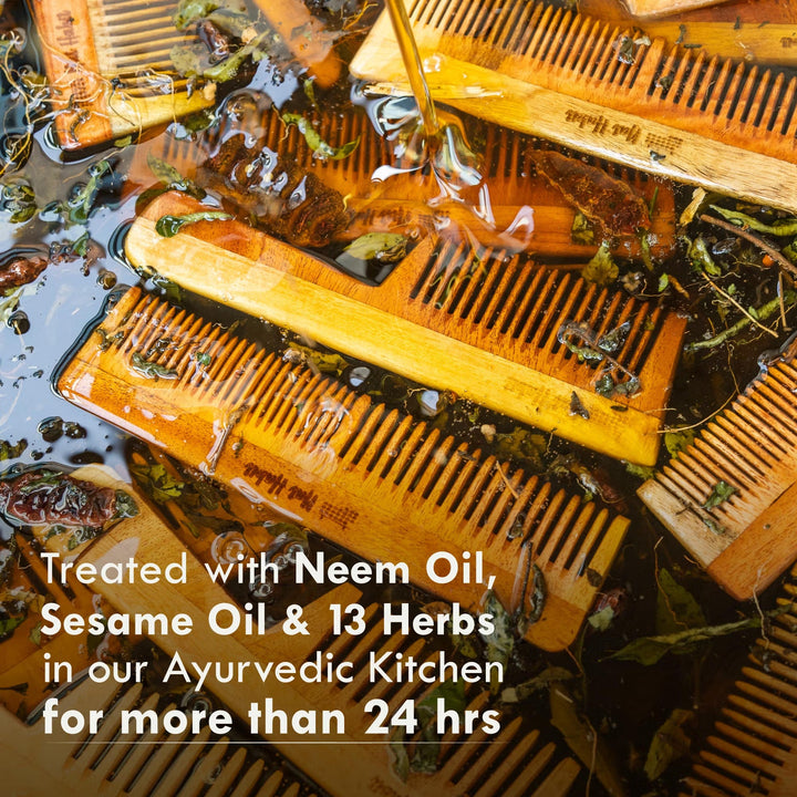 Nat Habit - Oil Treated Kacchi Neem Dual Tooth & Fine Tooth Comb Combo