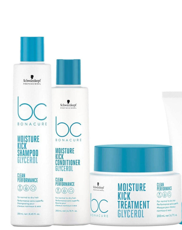 Schwarzkopf BC Moisture Kick Shampoo Glycerol 250ml Conditioner 250ml and Treatment 200ml Trio - Kess Hair and Beauty