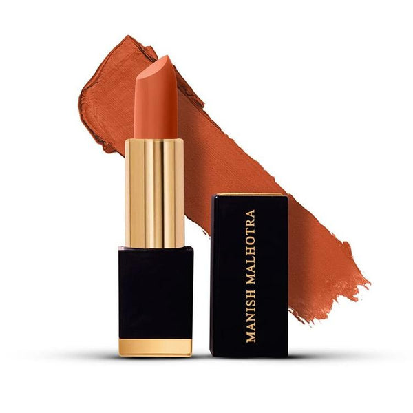 MyGlamm - Manish Malhotra Hi-Shine Lipstick - Caramel Kiss (Caramel Tan Shade) | Long Lasting, Creamy, UVB Protected with Satin, Shine, Matte Finish 4g