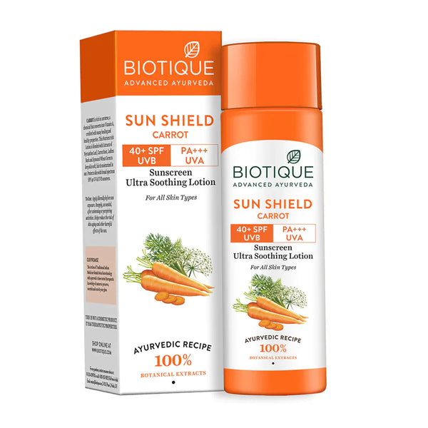 Biotique - Sun Shield Carrot 40+SPF UVA UVB Sunscreen Ultra Protective Lotion 120ml