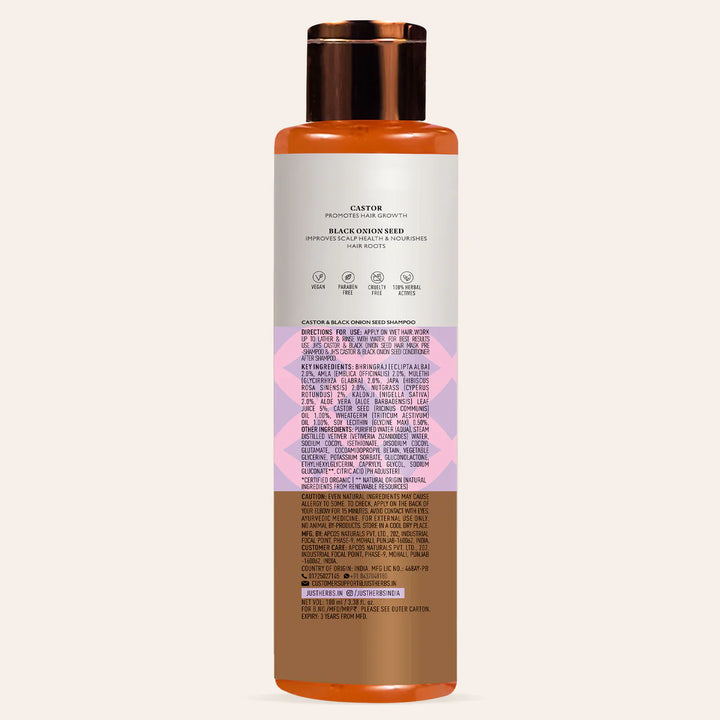 Just Herbs - Castor & Black Onion Seed Shampoo 200ml