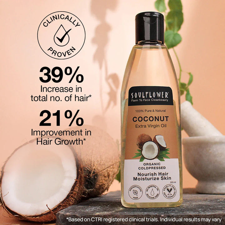 SoulFlower - Pure & Natural Virgin Coconut Oil Clinically proven for Hair Growth 225ml
