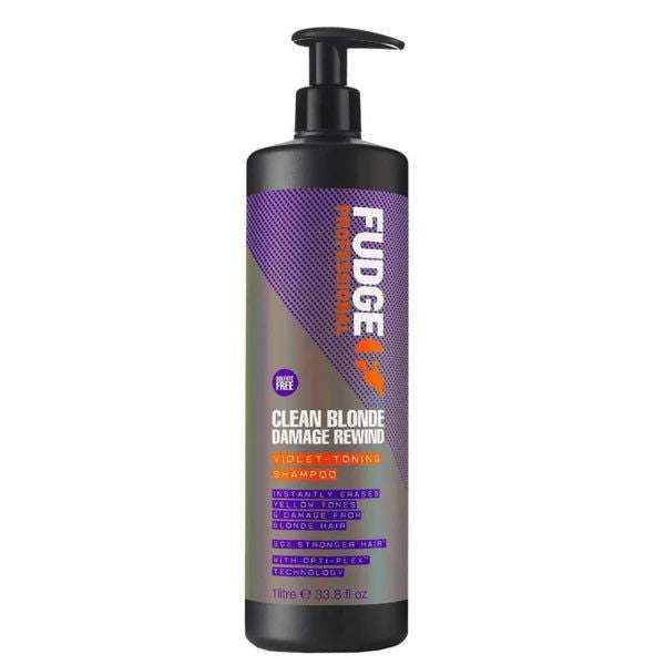 Fudge Clean Blonde Damage Rewind Violet Toning Shampoo 1 Litre - Kess Hair and Beauty