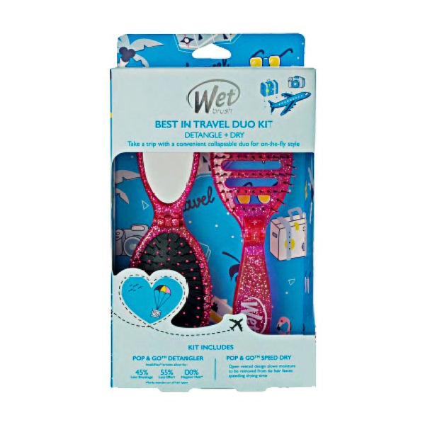 Wet Brush Best In Travel Duo Kit Detangle And Dry Pink - Kess Hair and Beauty