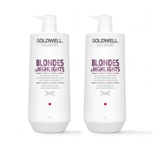 Goldwell Dualsenses Blondes and Highlights 1000ml Shampoo and Conditioner Bundle - Kess Hair and Beauty