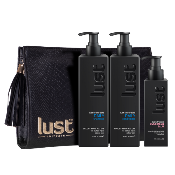 Lust Daily Shampoo Conditioner & Ends Repair Balm Trio Pack