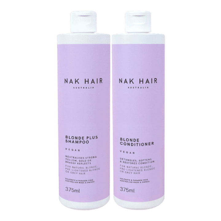 NAK Hair BLONDE PLUS Shampoo & Conditioner 375ml Bundle - Kess Hair and Beauty