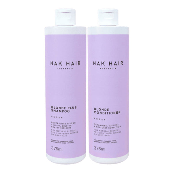 NAK Hair BLONDE PLUS Shampoo & Conditioner 375ml Bundle - Kess Hair and Beauty