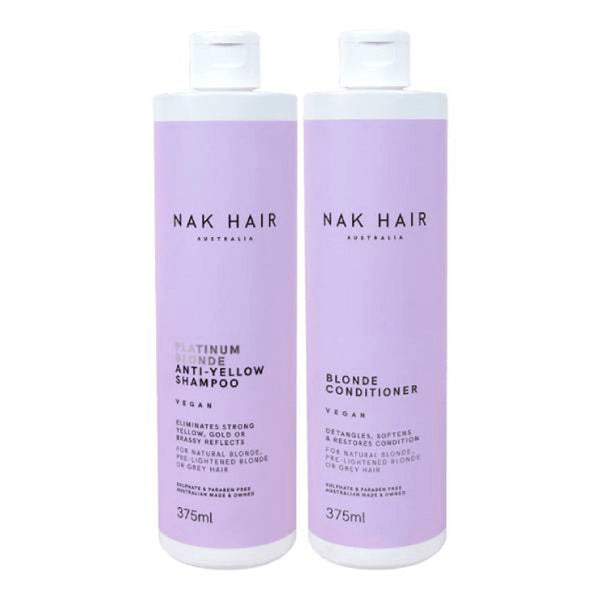 NAK Hair PLATINUM BLONDE Shampoo & Conditioner 375ml Bundle - Kess Hair and Beauty