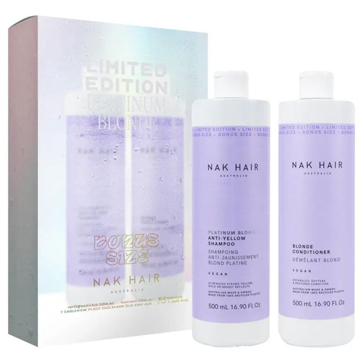 NAK Hair Platinum Blonde Shampoo and Conditioner 500ml Duo - Kess Hair and Beauty