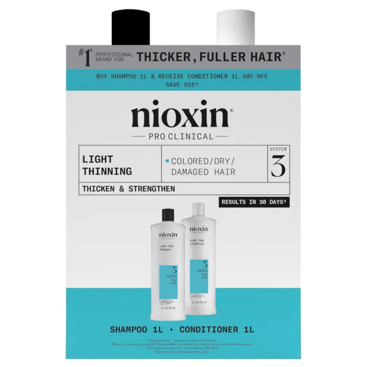Nioxin System 3 - 1 Litre Duo For Coloured Hair With Light Thinning