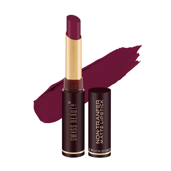 Swiss Beauty Non-Transfer Smooth & Waterproof Matte Lipstick Shade No. 21 Bold Wine