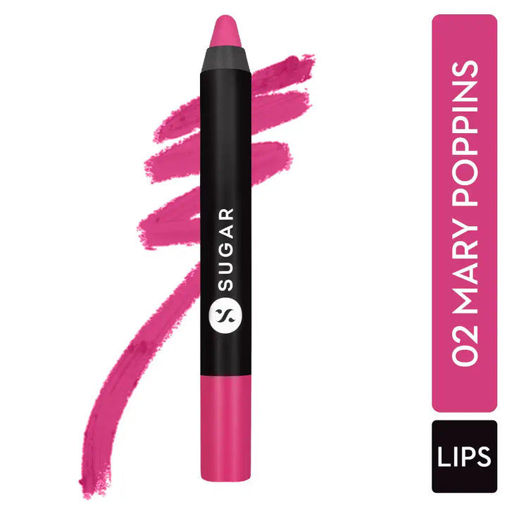 Sugar - Matte As Hell Crayon Lipstick Color: 02 Mary Poppins (Fuchsia) | 2.8 gm