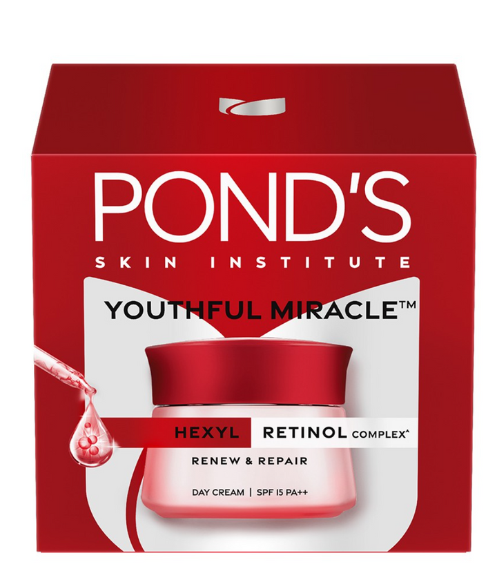 Pond's Youthful Age Miracle SPF 15 PA++ Hexyl Retinol Complex, Renew & Repair Day Cream 50g
