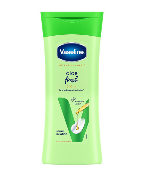 Vaseline Aloe Fresh Body Lotion, 24 HR Long Lasting Moisturisation With Aloe Vera extract 200ml