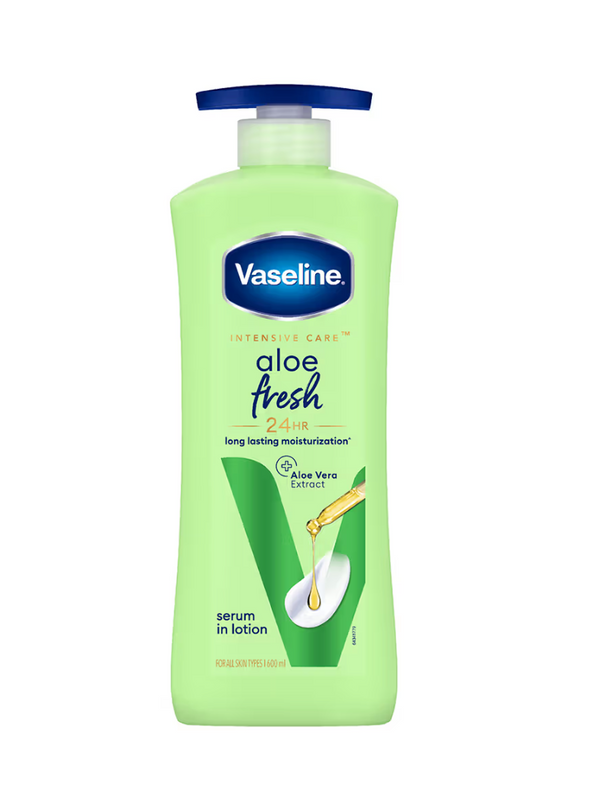 Vaseline Aloe Fresh Body Serum Lotion With Aloe Vera Extract 24H Moisturization 600ml
