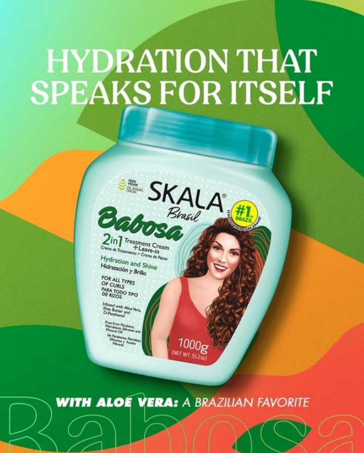 Skala Brasil Babosa Aloe Vera 2-in-1 Hair Treatment Conditioning Cream for Hydration and Shine 1000g