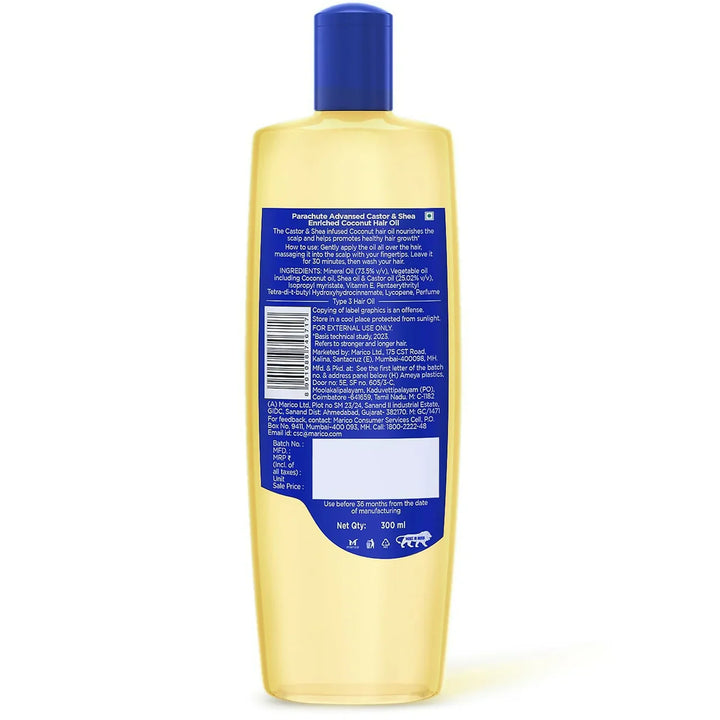 Parachute Advansed Castor & Shea Enriched Coconut Oil For Upto 10X Stronger Hair 300ml