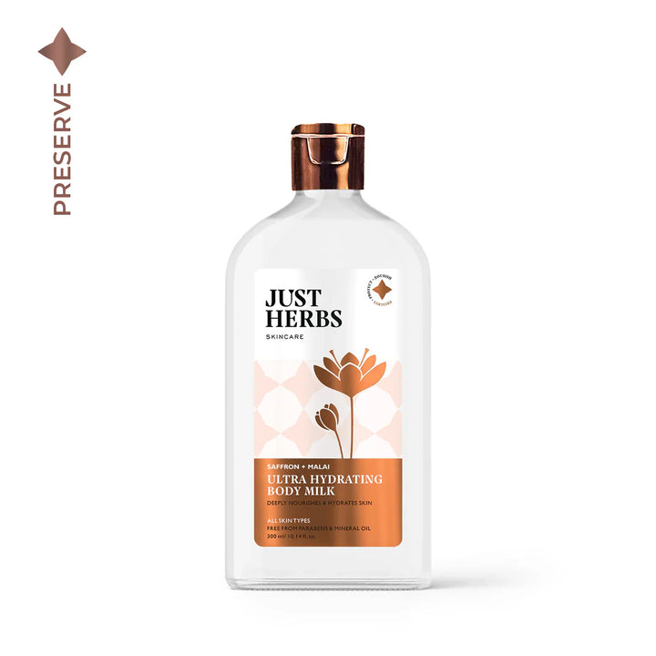 Just Herbs - Ultra Hydrating Body Milk with Saffron and Malai 300ml