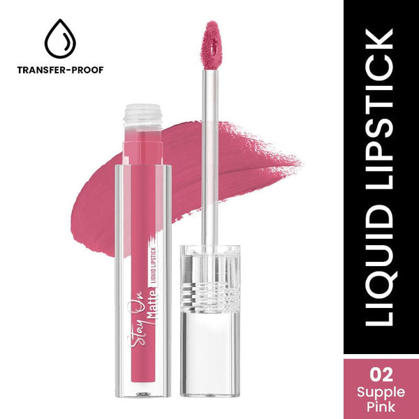 Swiss Beauty - Stay On Matte Liquid Lipstick Shade No. 02 Supple Pink
