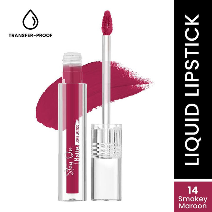 Swiss Beauty - Stay On Matte Liquid Lipstick Shade No. 14 Smokey Maroon