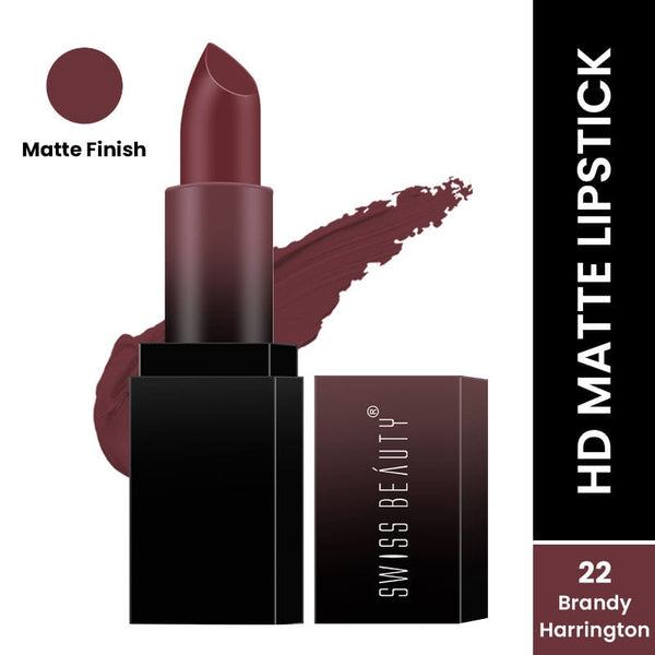 Swiss Beauty - HD Matte Lipstick Brandy Harrington Shade No. 22