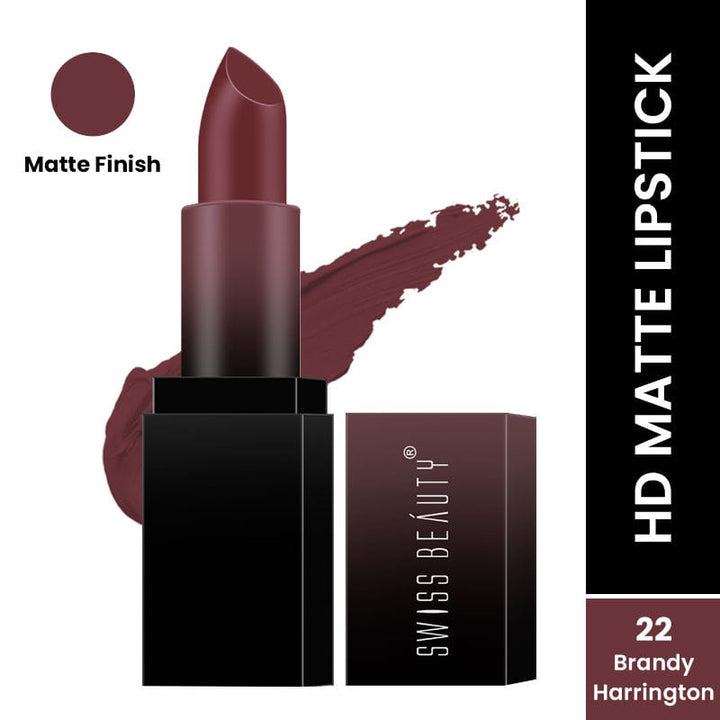 Swiss Beauty - HD Matte Lipstick Brandy Harrington Shade No. 22
