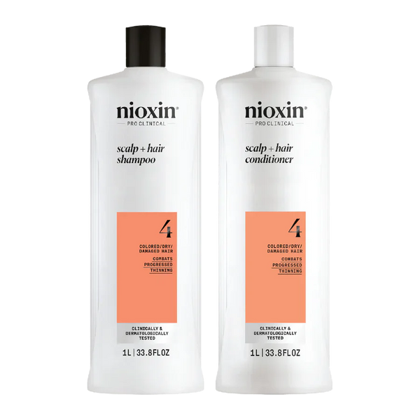 Nioxin System 4 - 1 Litre Duo For Coloured Hair With Progressed Thinning