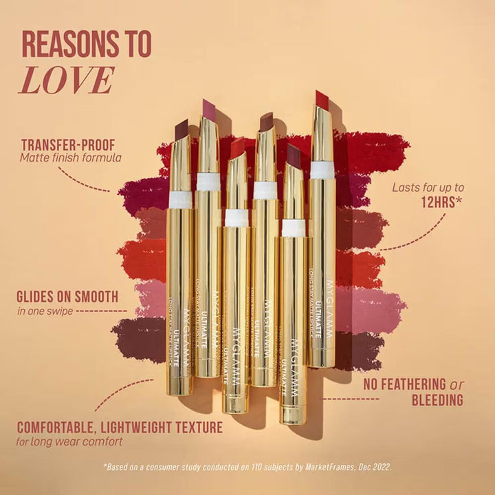 MyGlamm - Ultimatte Long-Stay Matte Lipstick Upto 12hr 1.3g Shade No. 04 Bombshell