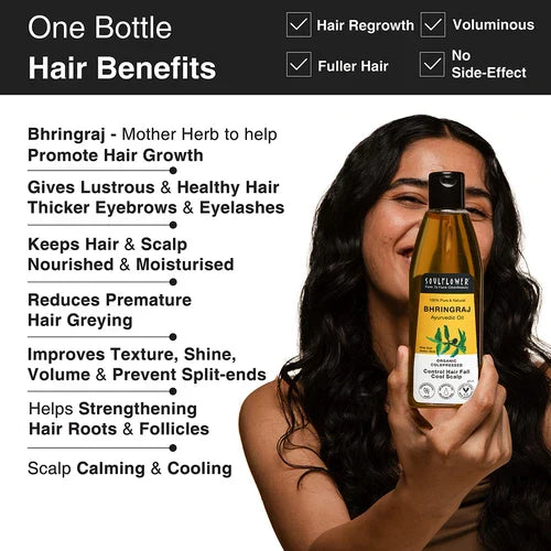 SoulFlower - Bhringraj Hair Growth Oil for Thick, Strong, and Healthy Hair 225ml