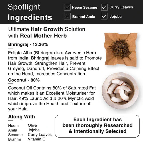 SoulFlower - Bhringraj Hair Growth Oil for Thick, Strong, and Healthy Hair 225ml
