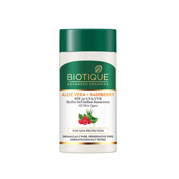 Biotique Aloe Vera + Raspberry SPF 50 UVA/UVB Hydra Gel Sunscreen 25g