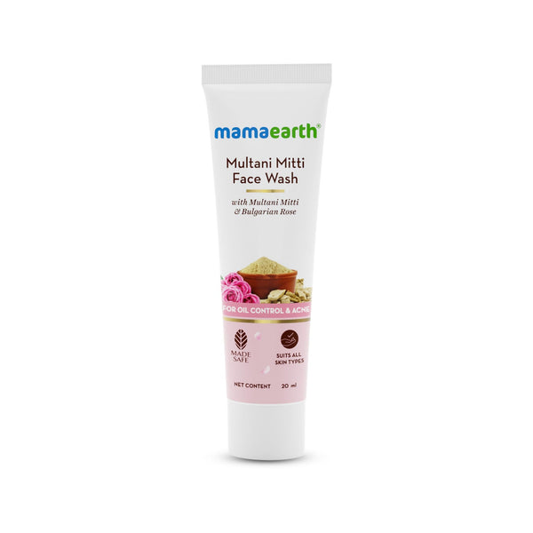 Mamaearth Multani Mitti Face Wash with Multani Mitti & Bulgarian Rose For Oil Control & Acne - 20ml