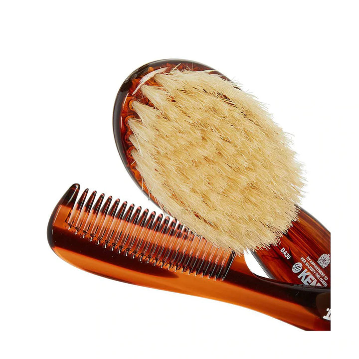 Kent BA30 Tortoiseshell Effect Soft Natural Bristle Baby Brush and Comb Set - Kess Hair and Beauty