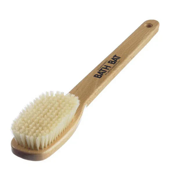 KENT Beechwood Pure White Bristle Bath Bat with Fixed Head - Kess Hair and Beauty