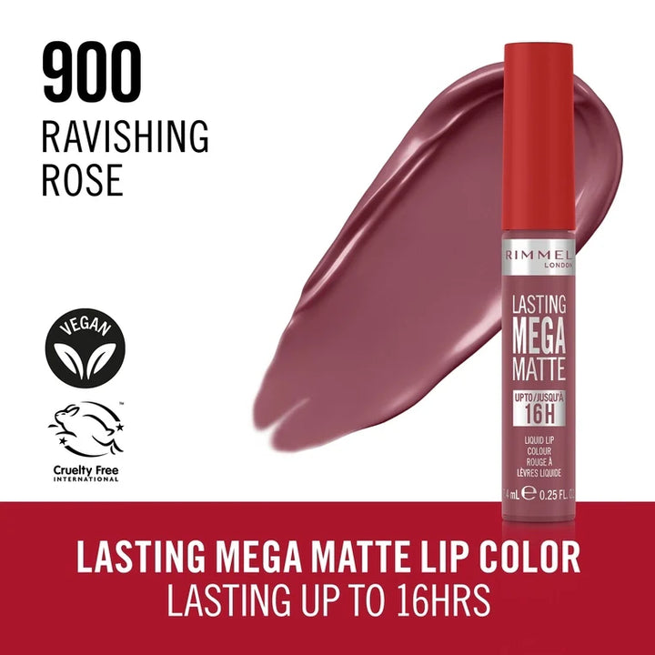 Rimmel London - Lasting Mega Matte Liquid Lip Colour Shade No. 900 Ravishing Rose