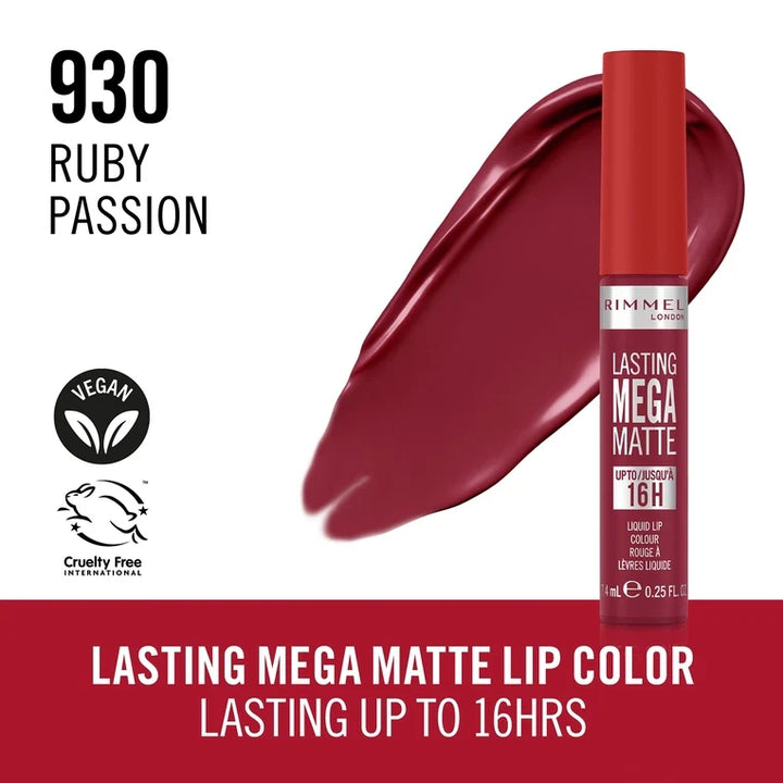 Rimmel London - Lasting Mega Matte Liquid Lip Colour Shade No. 930 Ruby Passion