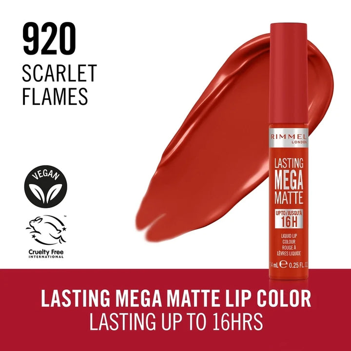 Rimmel London - Lasting Mega Matte Liquid Lip Colour Shade No. 920 Scarlet Flames