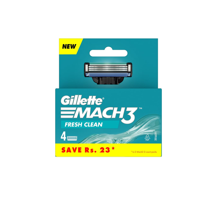 Gillette - Mach3 Fresh Clean Shaving Blade Pack of 4 Cartridges
